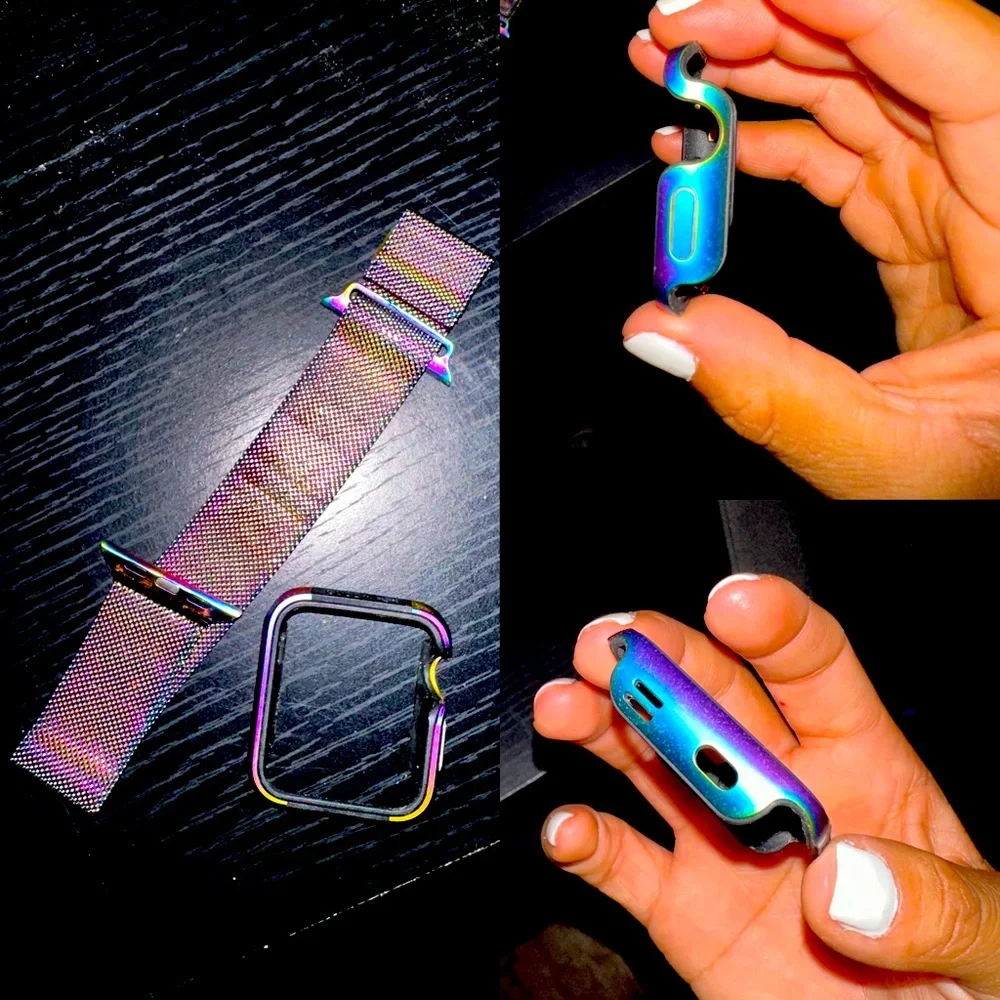 38mm Apple Watch rainbow case & band. Case plastic & band stainless steel. $25